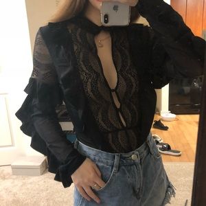 for love and lemon jumpsuit S black lace